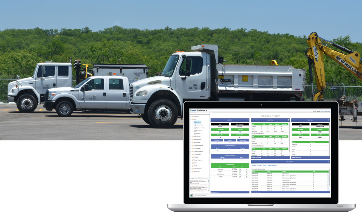 Fleet of vehicles managed with Fuel View IoT software
